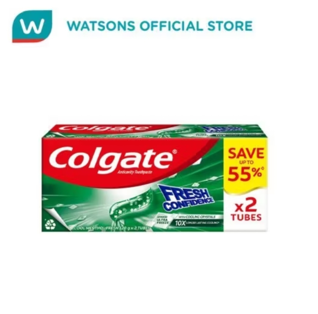 Colgate Fresh Confidence Anticavity Toothpaste with Cooling Crystals Cool Menthol Fresh 120g Twin Pack